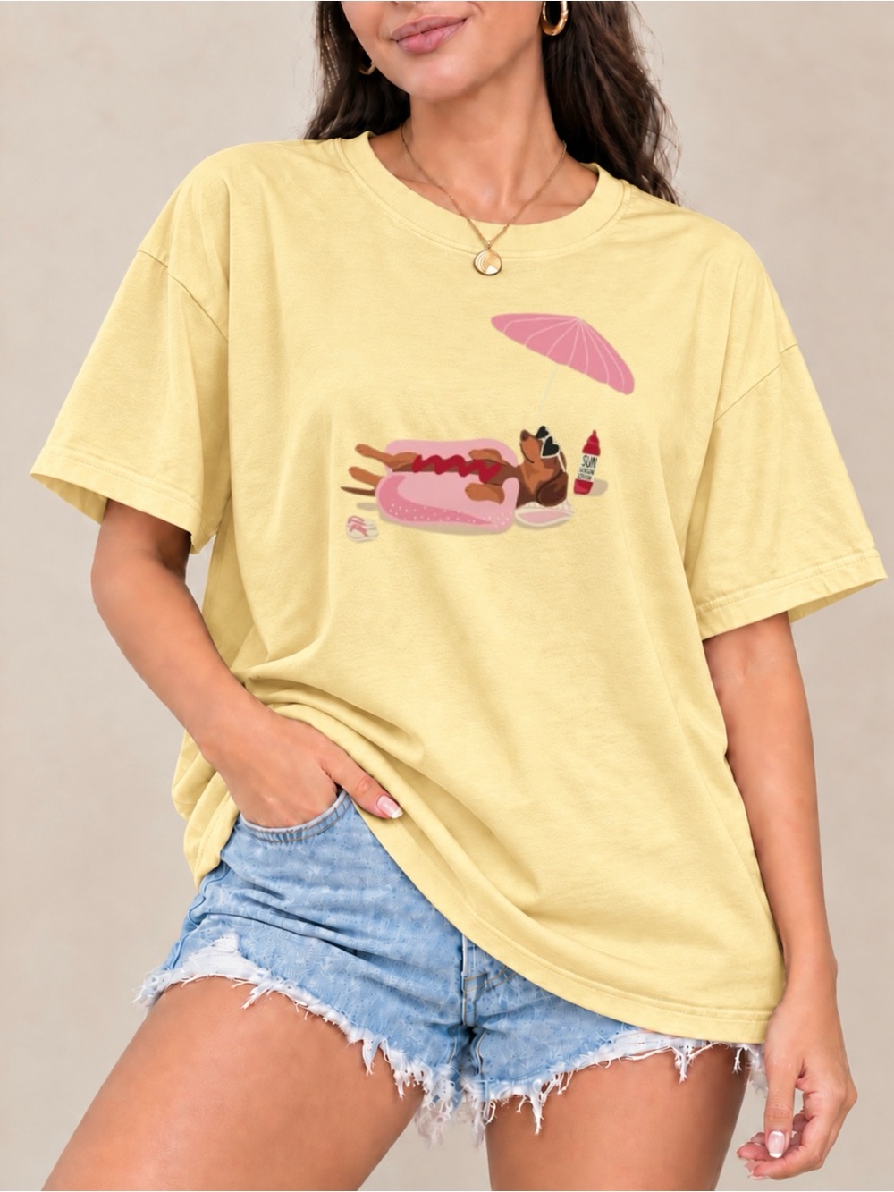 Summer Hot Dog Unisex T-shirt Funny Beach BBQ Tee